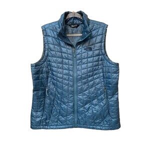 The North Face Thermoball Teal Blue Quilted Puffer Vest Jacket Womens Size XL